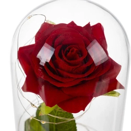 Rosa Eterna luci led Bella La Bestia Rosa Stabilizzata In Vetro+ scatola regalo