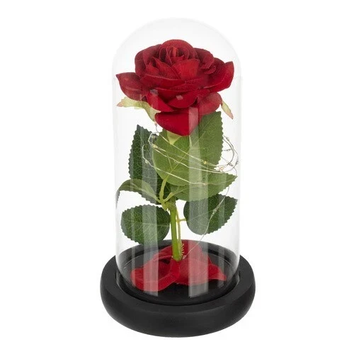 Rosa Eterna luci led Bella La Bestia Rosa Stabilizzata In Vetro+ scatola regalo