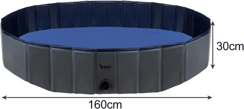 Piscina per Cani 160 x 160 x 30 h cm piscina per bagno cani e animali con scarico acqua