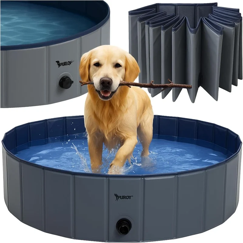 Piscina per Cani 160 x 160 x 30 h cm piscina per bagno cani e animali con scarico acqua
