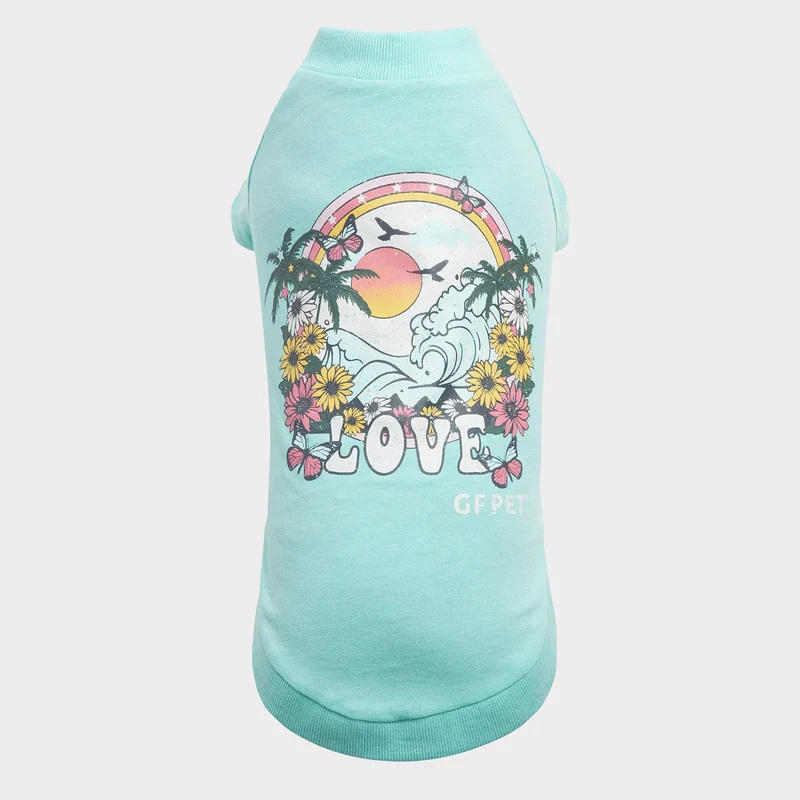 Graphic Tee Dog T-Shirt | Heather Aqua