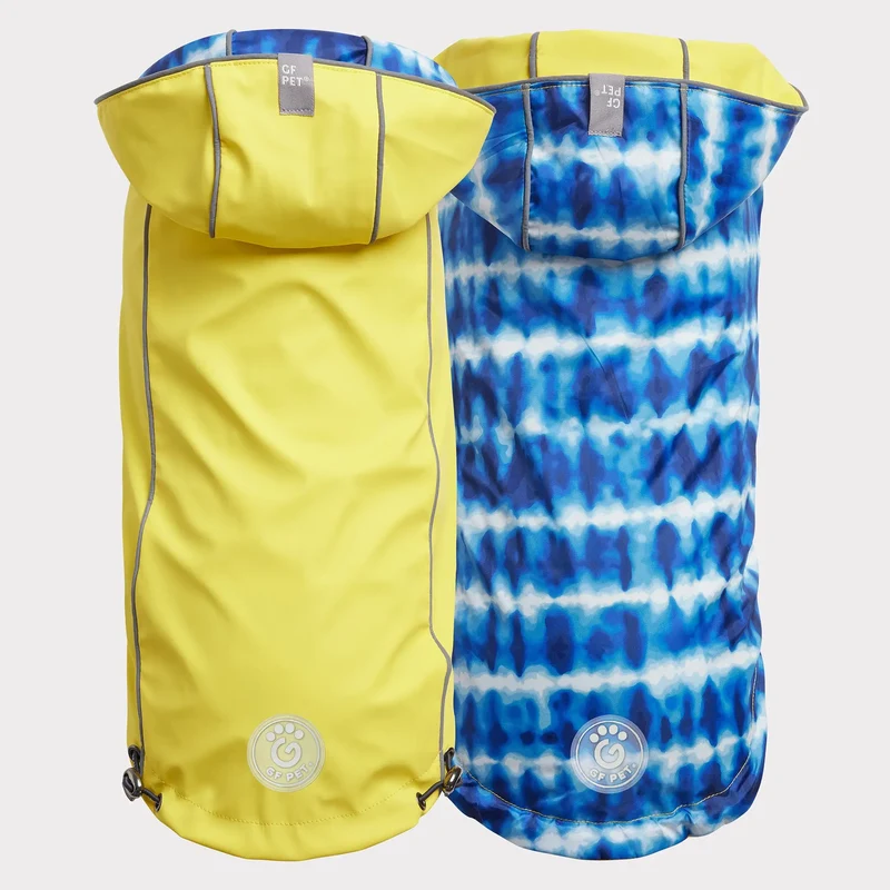Reversible Dog Raincoat | Yellow Tie-Dye