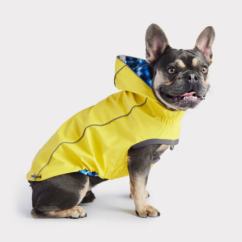 Reversible Dog Raincoat | Yellow Tie-Dye