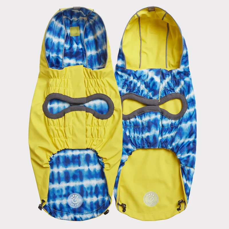 Reversible Dog Raincoat | Yellow Tie-Dye