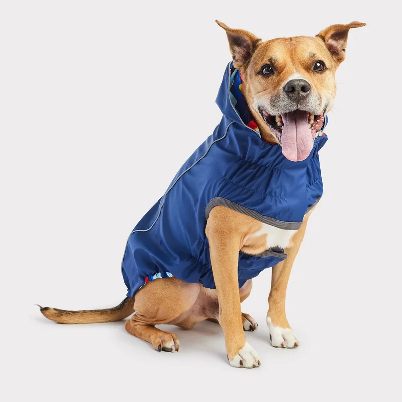 Reversible Dog Raincoat | Navy Retro