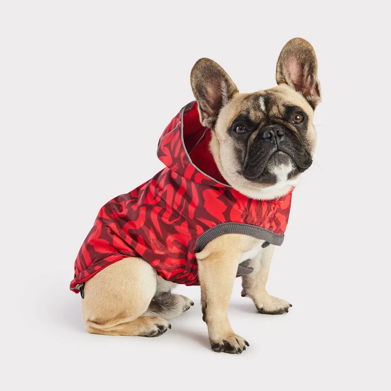 Reversible Dog Raincoat | Red Abstract