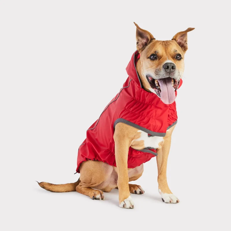 Reversible Dog Raincoat | Red Abstract