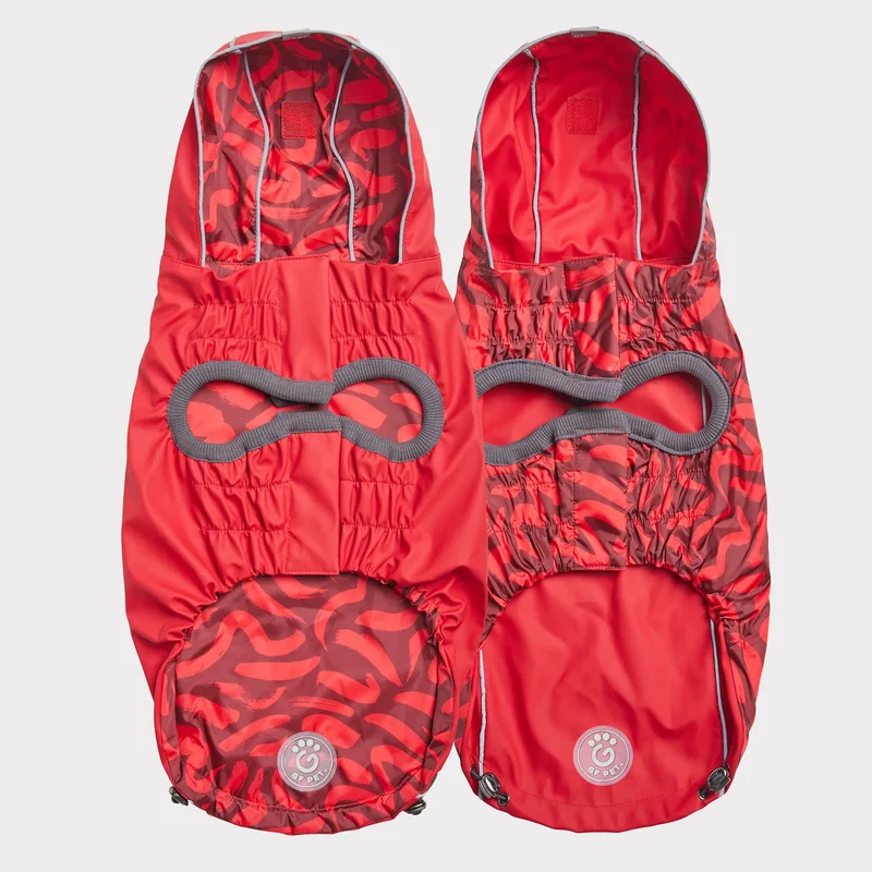 Reversible Dog Raincoat | Red Abstract