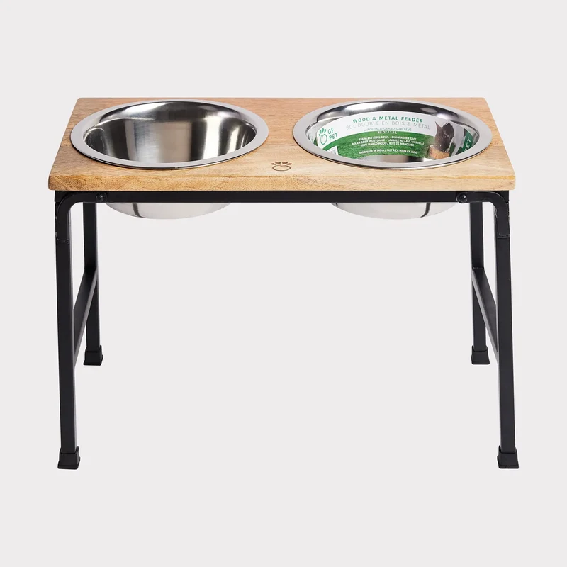 Wood & Metal Pet Feeder | Tall
