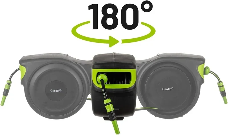 AVVOLGITUBO AUTOMATICO ACQUA GIARDINO GIREVOLE ED AUTOAVVOLGENTE A PARETE 25 MT