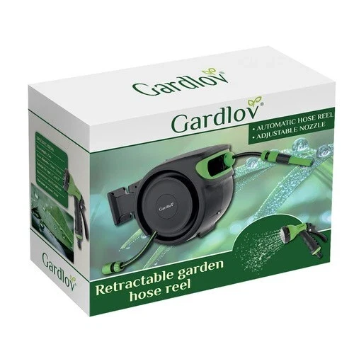 AVVOLGITUBO AUTOMATICO ACQUA GIARDINO GIREVOLE ED AUTOAVVOLGENTE A PARETE 25 MT