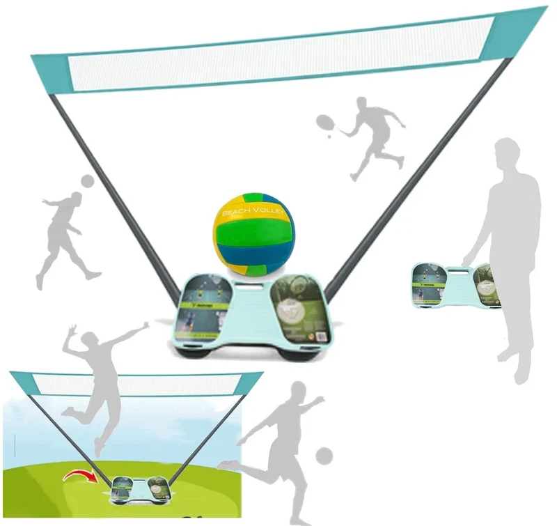 Rete portatile beach volley, badminton h 155 cm, rete tennis beach soccer paddle