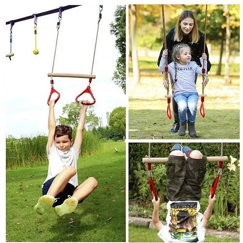 Altalena da giardino per bambini, altalena a trapezio, barra acrobatica