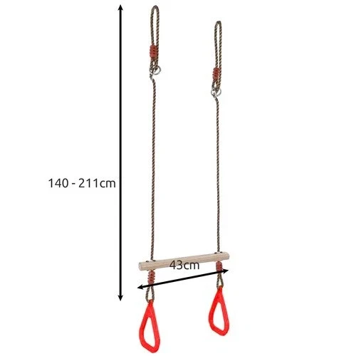Altalena da giardino per bambini, altalena a trapezio, barra acrobatica