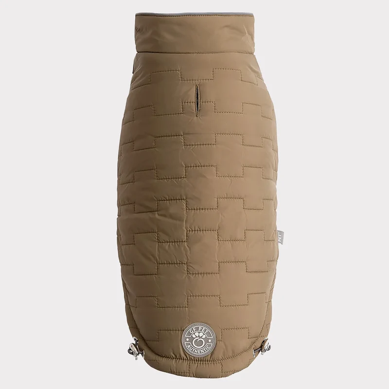 Reversible Chalet Dog Jacket | Khaki Nylon