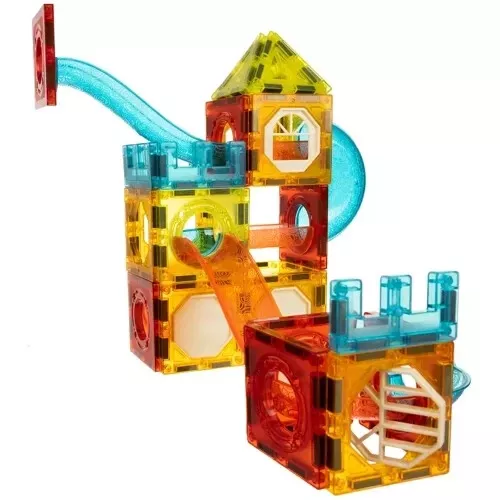 Pista per biglie luminosa 75 elementi gioco biglie costruzioni magnetiche bambini