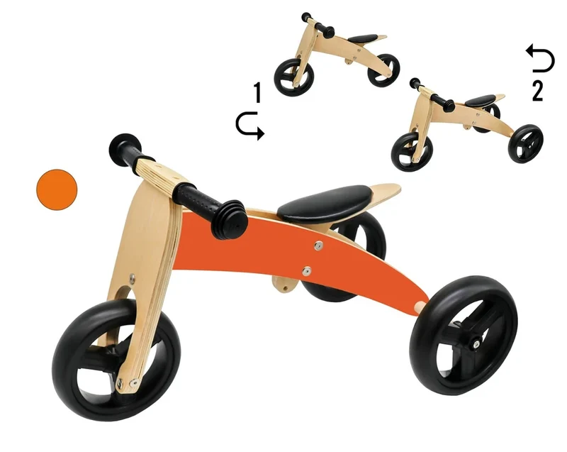 BICI SENZA PEDALI in LEGNO MOTO TRICICLO CAVALCABILE
