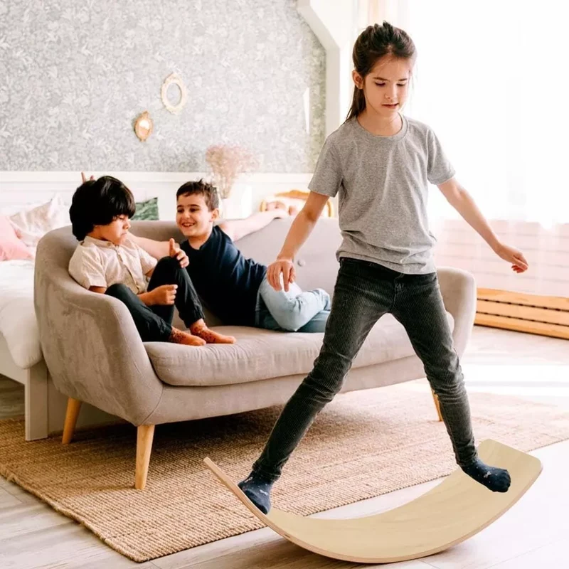 Balance board Montessori in legno naturale strumento equilibrio sviluppo motorio