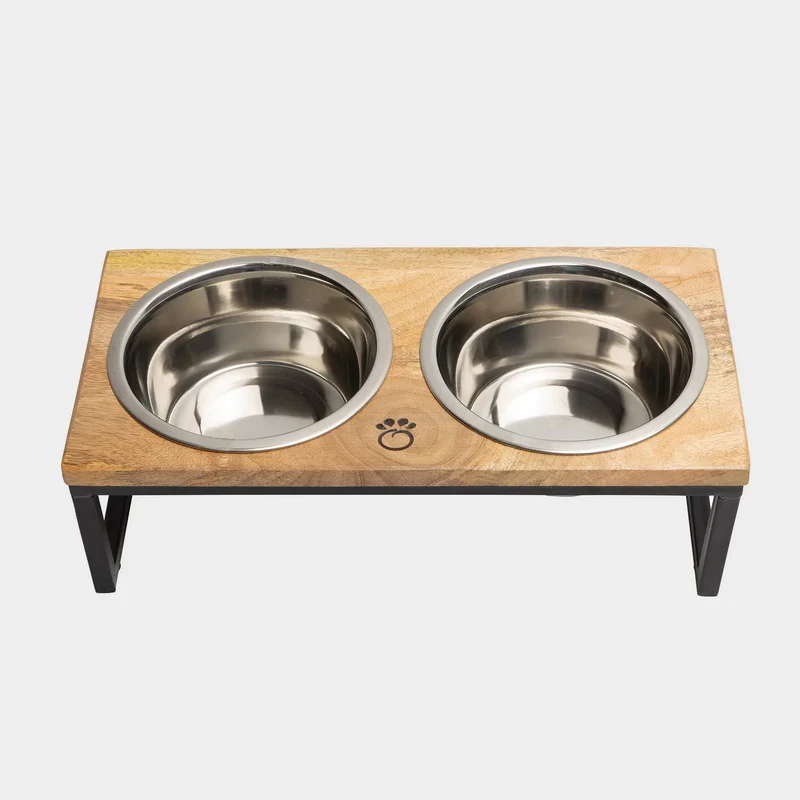 Wood & Metal Pet Feeder