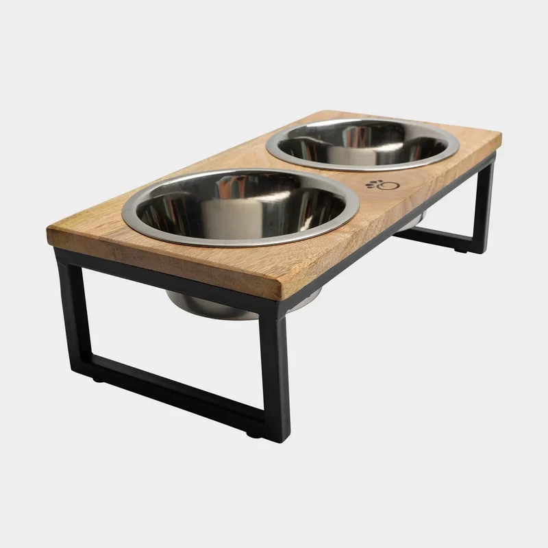 Wood & Metal Pet Feeder