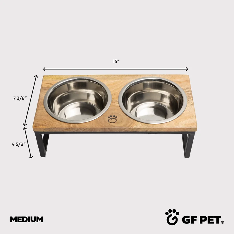 Wood & Metal Pet Feeder