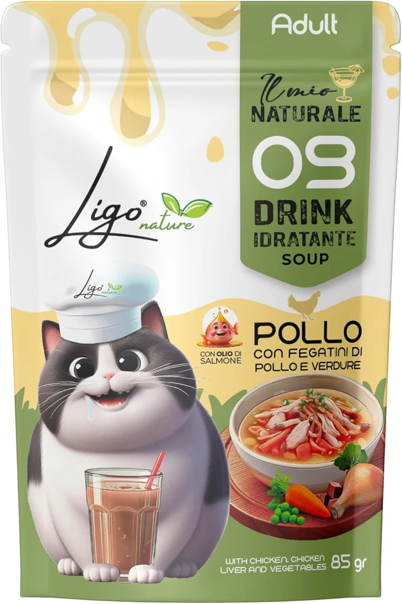 Ligo Nature 09 Soup Drink per Gatti Adulti - pollo con fegatini e verdure 85 gr