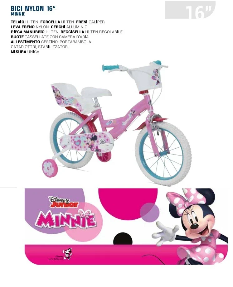 Bicicletta Minnie 16 Pollici Bici disney per Bambina disney con ruote 4 5 6 anni