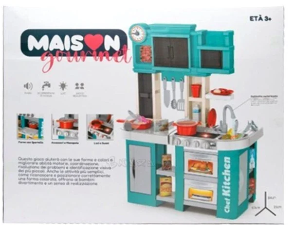 Cucina Giocattolo per Bambini Grande con Acqua luci Suoni e Accessori h. 84 cm