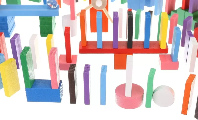 set blocchi in legno costruzioni in legno domino dinamico per bambini 1080 pezzi