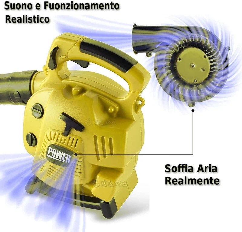 Motosega e soffiatore foglie giocattolo con luci, suoni e funzioni