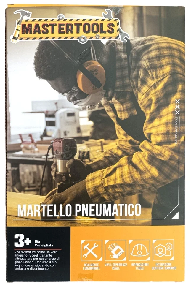 Martello pneumatico giocattolo con punta sostituibile e Occhiali, funziona davvero