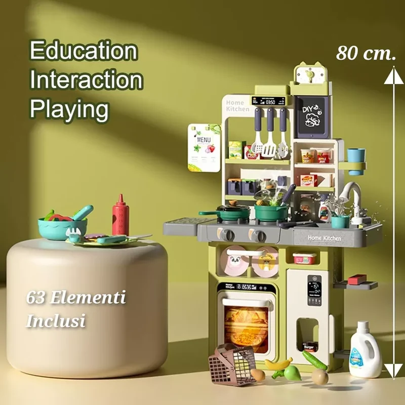 Cucina Angolo Cottura con Funzione Luce e Suono 63 pz. Verde