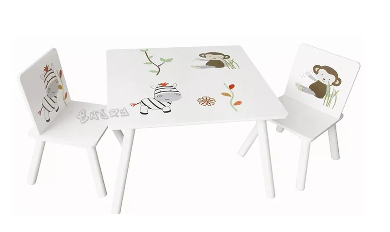 Set composto da Tavolo multifunzione in legno per bambini+ 2 Sedie