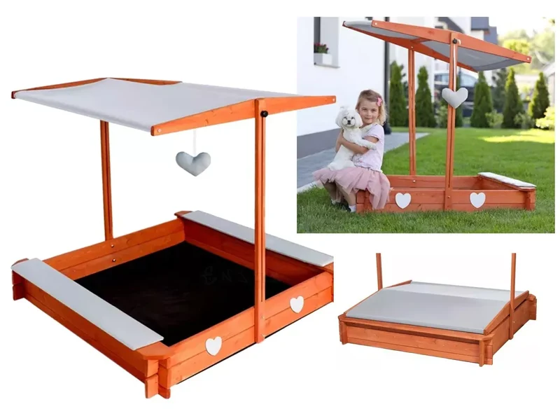 sabbiera da giardino per bambini sabbiera in legno GRANDE con tetto e sedute