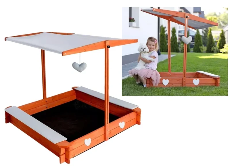 sabbiera da giardino per bambini sabbiera in legno GRANDE con tetto e sedute