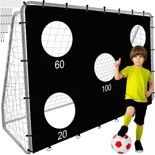 Porta da Calcio in Metallo 240x85x170 cm Porta da Calcio con Rete Telo Bersagli