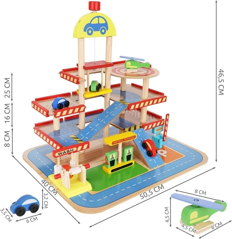 Parcheggio giocattolo in legno - garage per bambini in legno