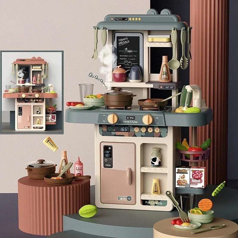 Cucina Giocattolo per bambini con vapore acqua Suoni Luci e Accessori Inclusi