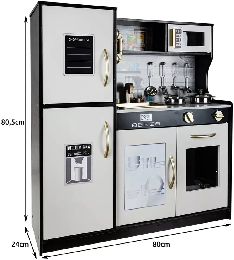 Cucina per bambini in legno grande con frigo forno accessori