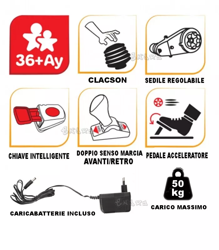 Trattore elettrico per bambini "Active" deluxe con accessori