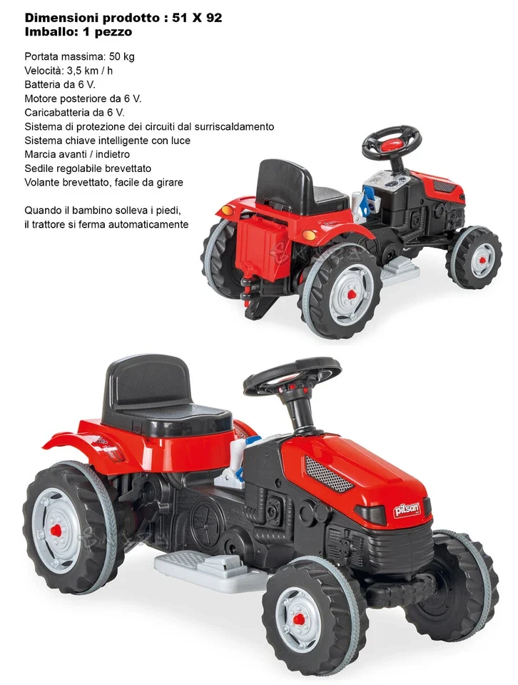 Trattore elettrico per bambini "Active" deluxe con accessori
