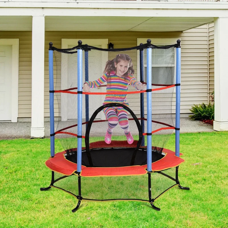 Trampolino Tappeto Elastico Bambini Rete Sicurezza Giardino Giochi h. 202 cm