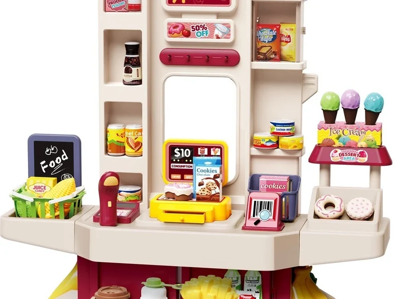 SUPERMERCATO GIOCATTOLO BAMBINI CON LUCI SUONI ACCESSORI e lavagna altezza 1 MT