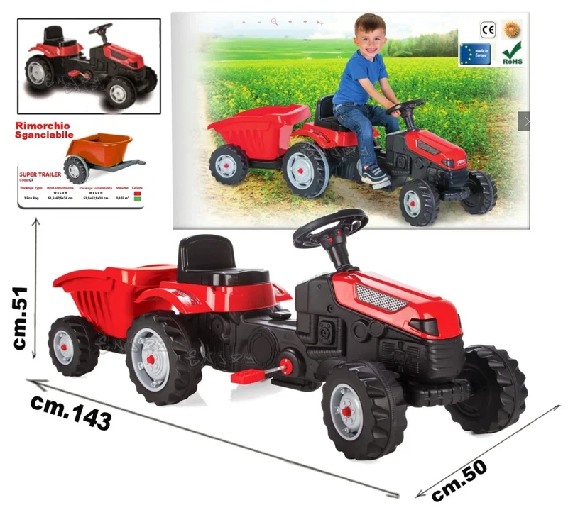 Trattore Active a pedali con Rimorchio, Gioco Bambini StrMy Toys