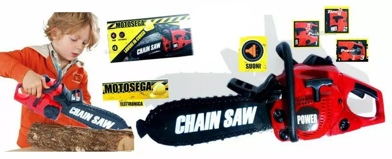 Motosega e soffiatore foglie giocattolo con luci, suoni e funzioni reali