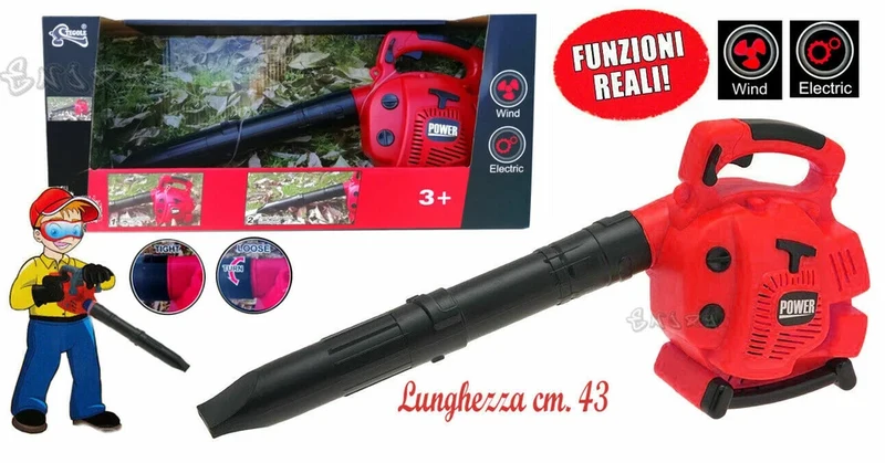 Motosega e soffiatore foglie giocattolo con luci, suoni e funzioni reali