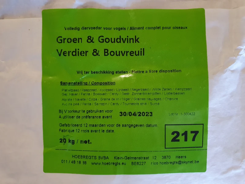 Verde & Cardellino 1kg 217 - Hobbyfarm Hoebregts