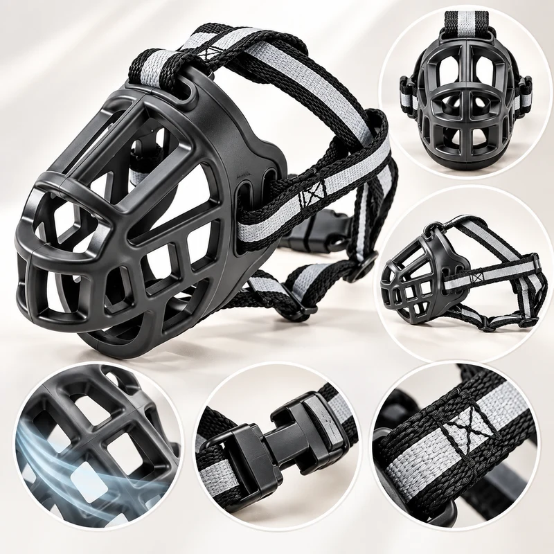 Soft Dog Muzzle Breathable Adjustable Mesh Cage Strap