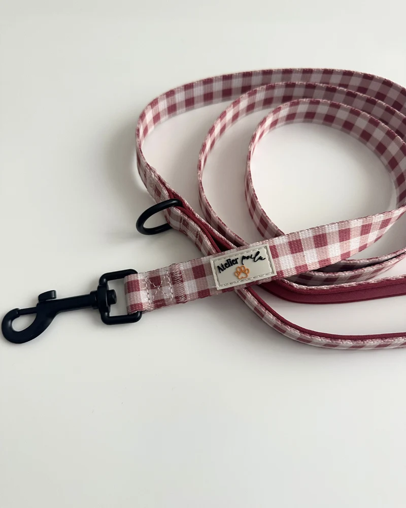 Laisse Vichy rose poudré