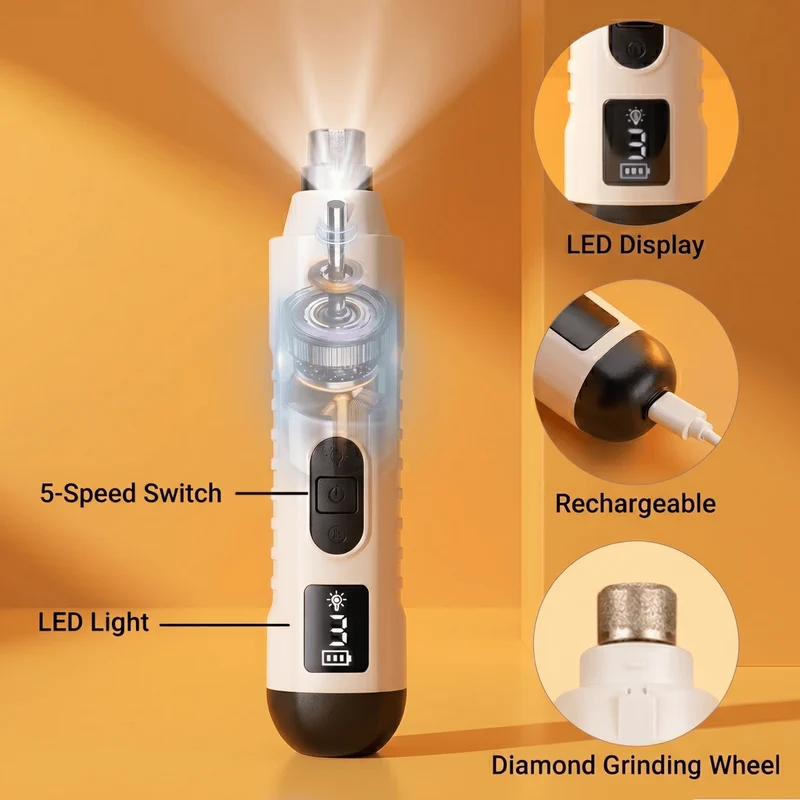 5-Speed LED Dog Nail Grinder